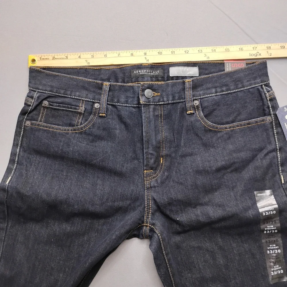 Aeropostale Mens Slim Straight Stretch Dark Wash Denim Jeans 33x30